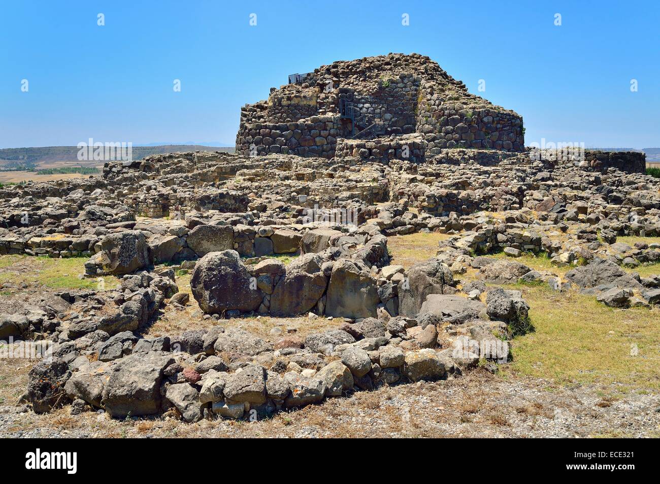 Insediamento preistorico, Su Nuraxi, Sito Patrimonio Mondiale dell'Unesco, a Barumini, Provincia del Medio Campidano, Sardegna, Italia Foto Stock