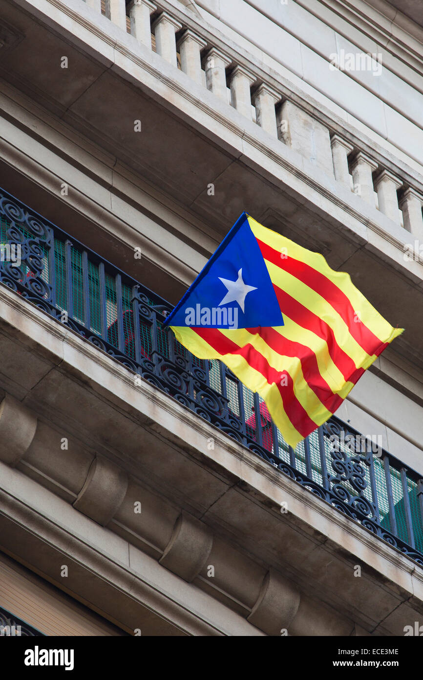 Bandiera catalana, Barcellona, ​​Spain Foto Stock