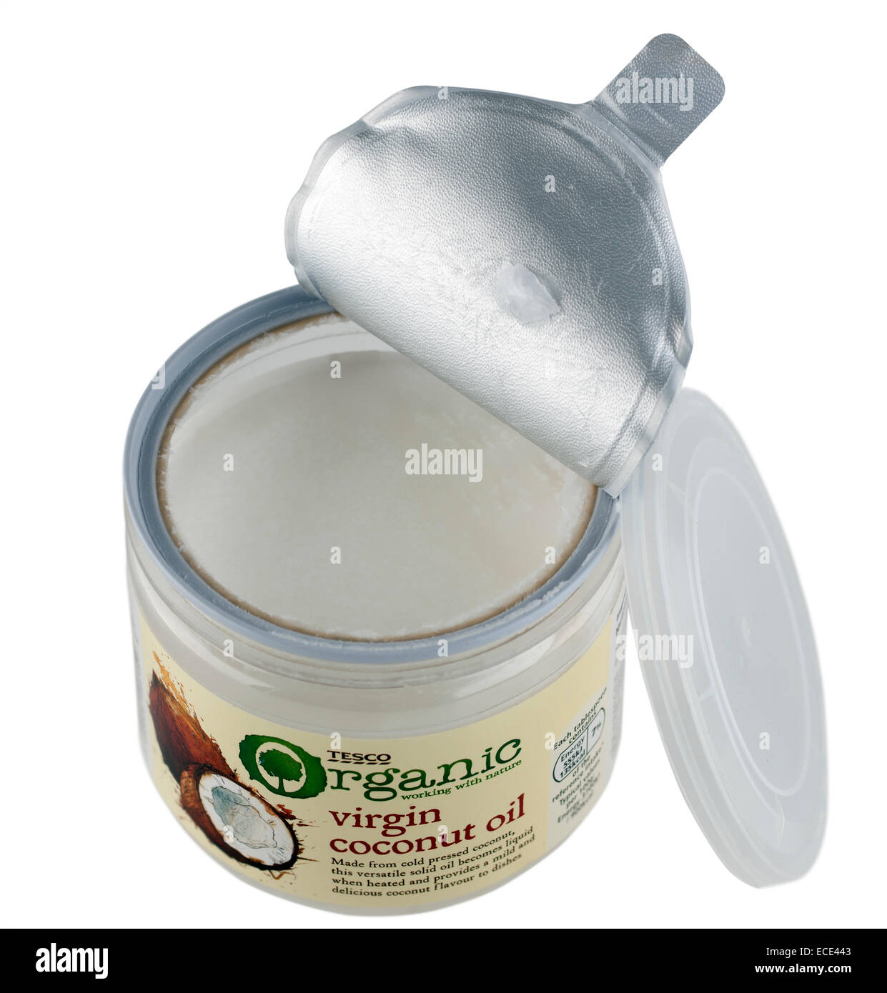 Vasetto di solidificato vergine Biologico Olio di noce di cocco Foto Stock