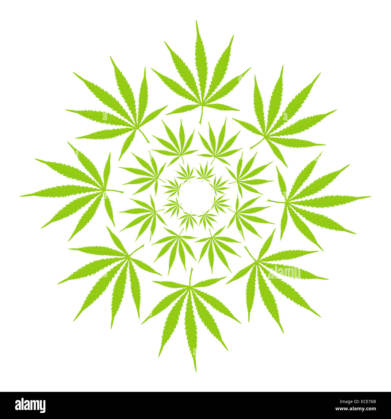 Cannabis Leaf Mandala Design - Abstract marijuana Art - perfetto per temi legati alla cultura della marijuana e alla medicina naturale Foto Stock