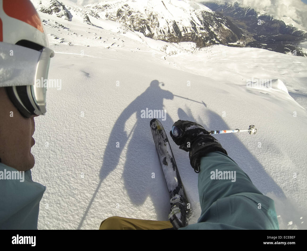 Sci alpino uomo in polvere, Gastein, Salisburgo, Austria Foto Stock