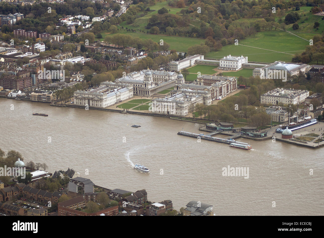 Regno Unito, Londra Greenwich, vista aerea di Old Royal Naval College Foto Stock
