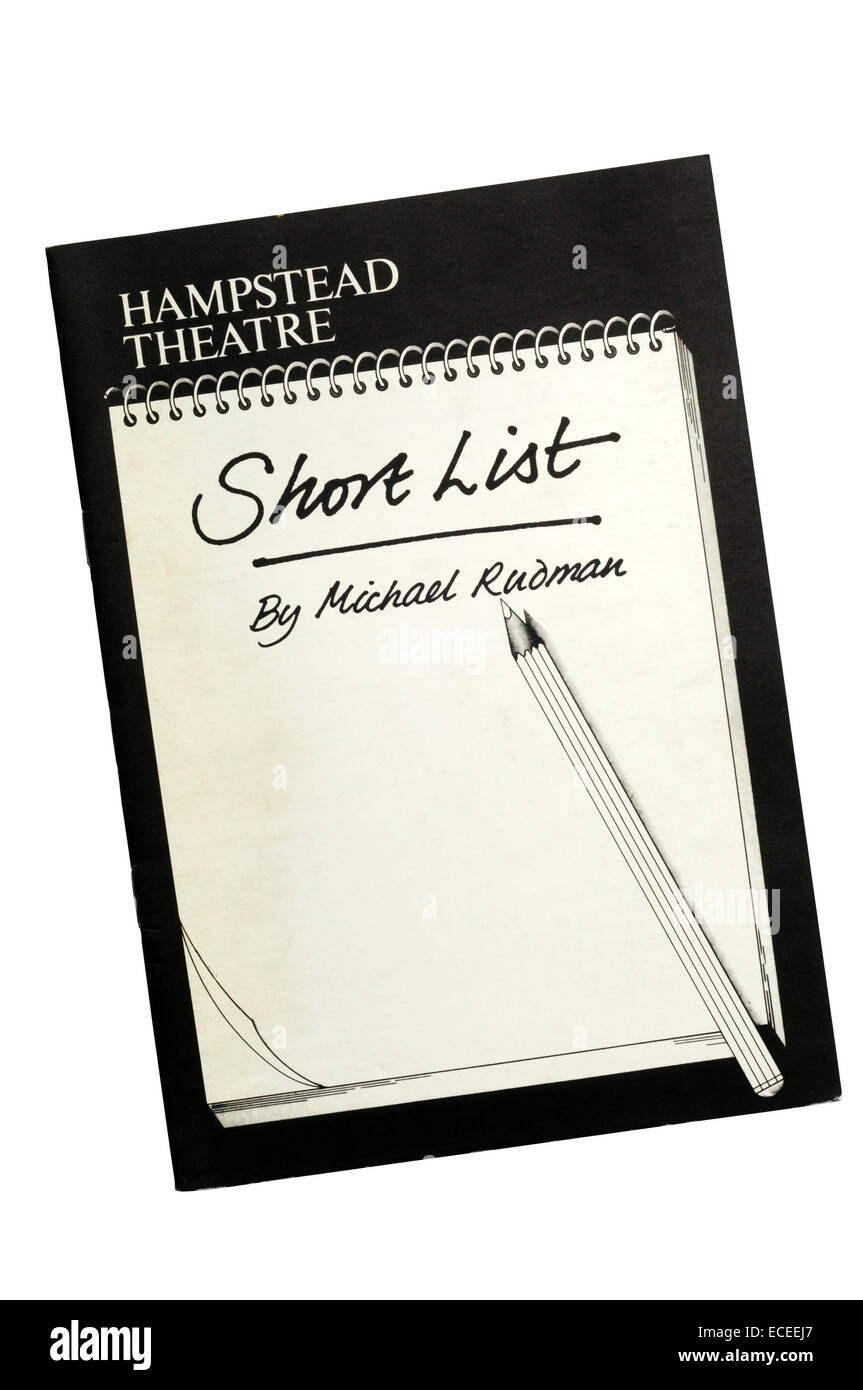 Programma per il 1983 la produzione di breve elenco di Michael Rudman, a Hampstead Theatre. Foto Stock
