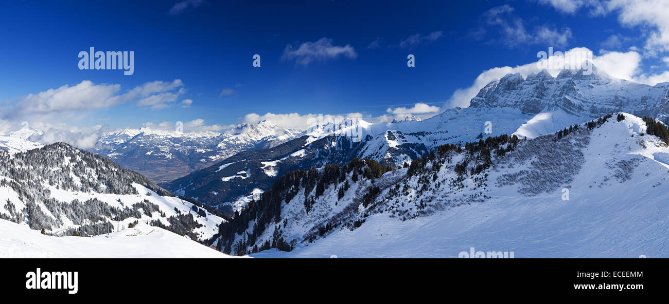 Panorama delle Alpi Chablais Foto Stock