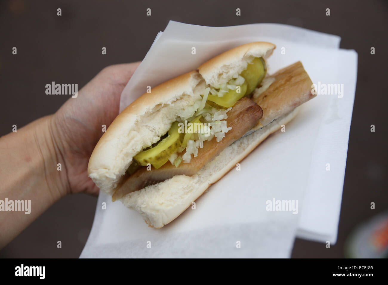 Sandwich di haring amsterdam cibo di strada Foto Stock