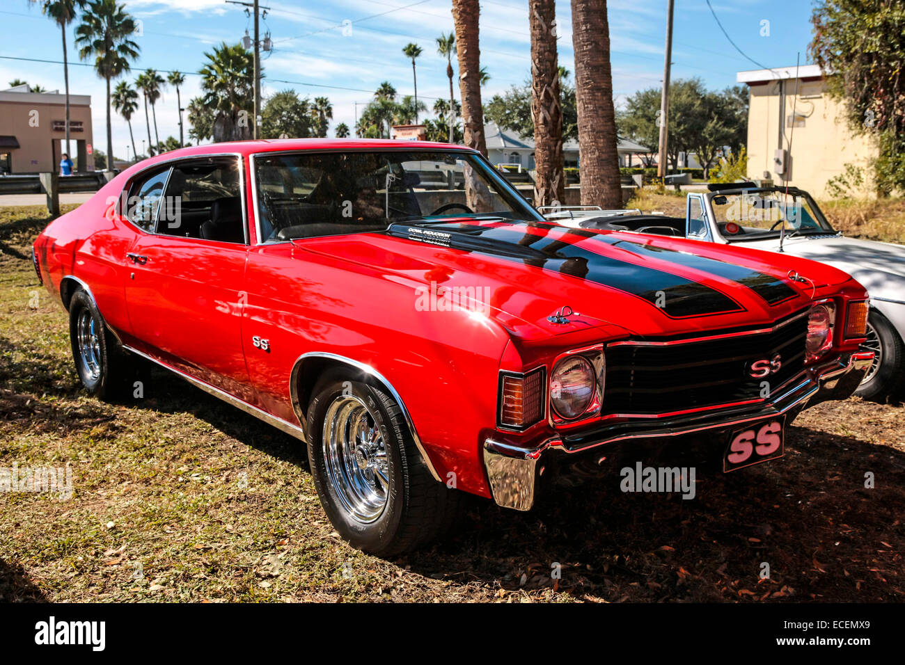 1974 red Chevy Nova SS muscolo auto sul display a un veicolo vintage show di S. Florida Foto Stock
