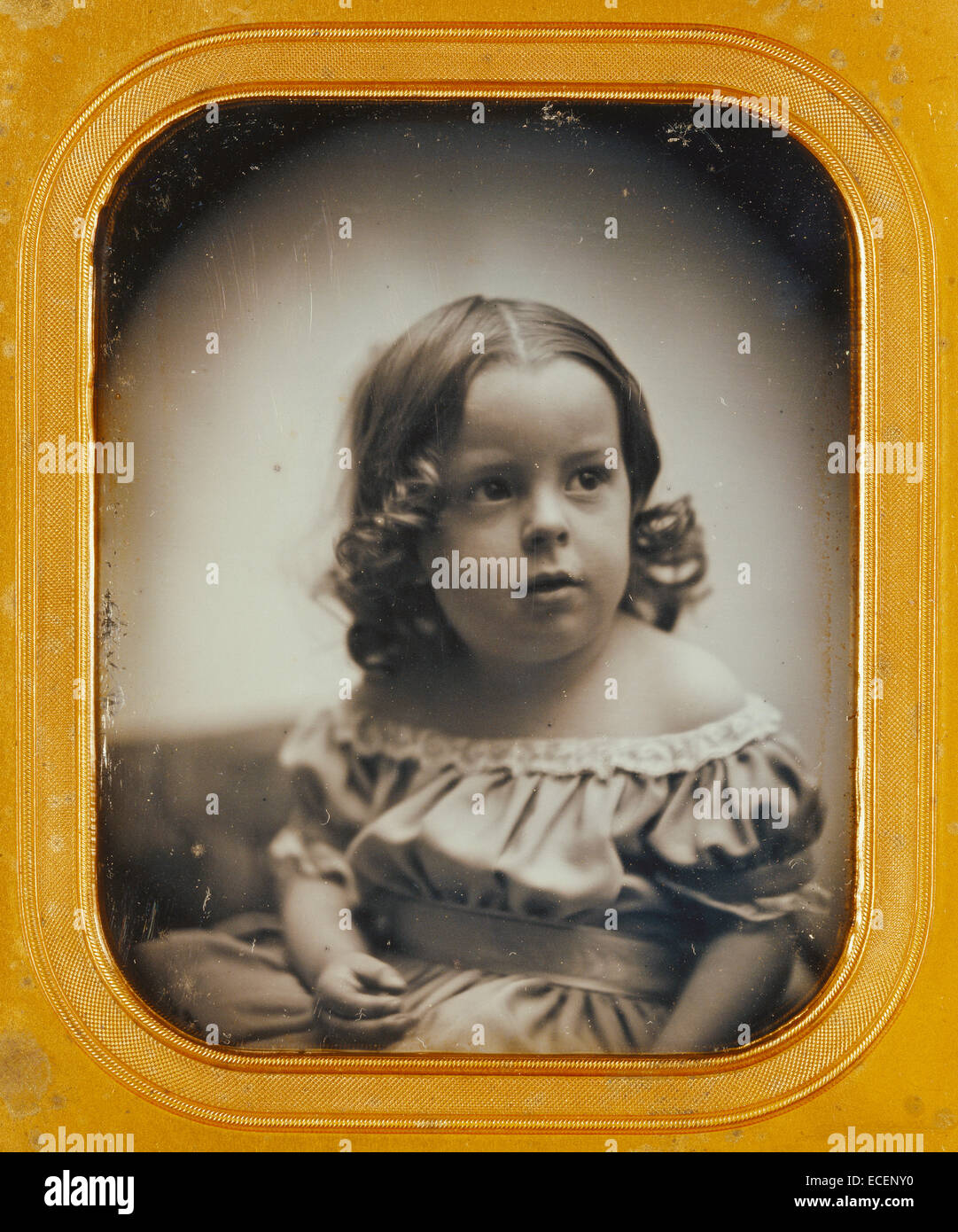 Ritratto di una giovane ragazza; Southworth & Hawes, American, attivo 1844 - 1862; circa 1852; Daguerreotype; 1/2 piastra, Immagine: 9.5 x 7.7 cm (3 3/4 x 3 1/16 in.) Foto Stock