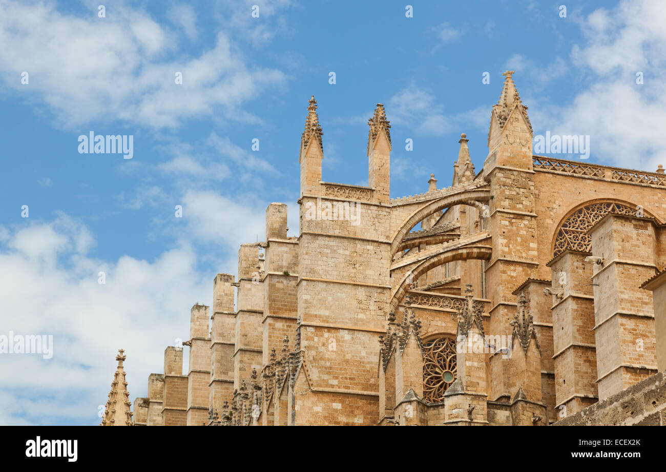 Close up di Palma de Maiorca cattedrale, isole Baleari, Spagna. Foto Stock