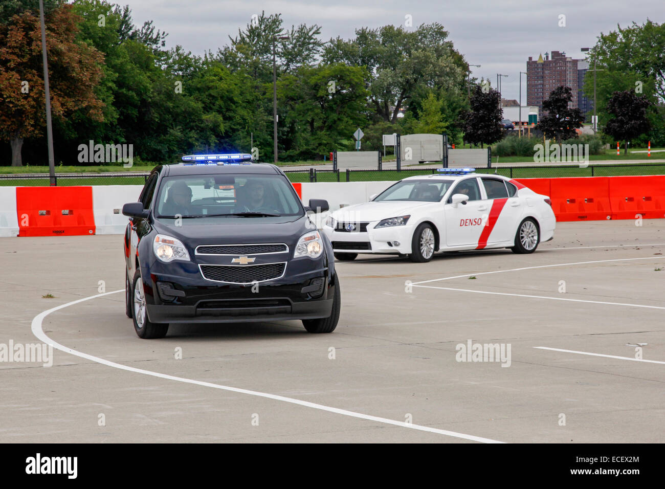 Detroit, Michigan - Denso Corporation dimostra self-guida delle automobili durante i sistemi di trasporto intelligenti Congresso mondiale. Foto Stock