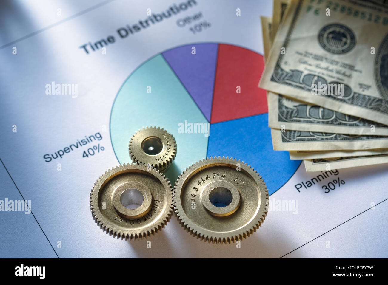 Ora lo schema di distribuzione con la chiave meccanica e denaro Foto Stock