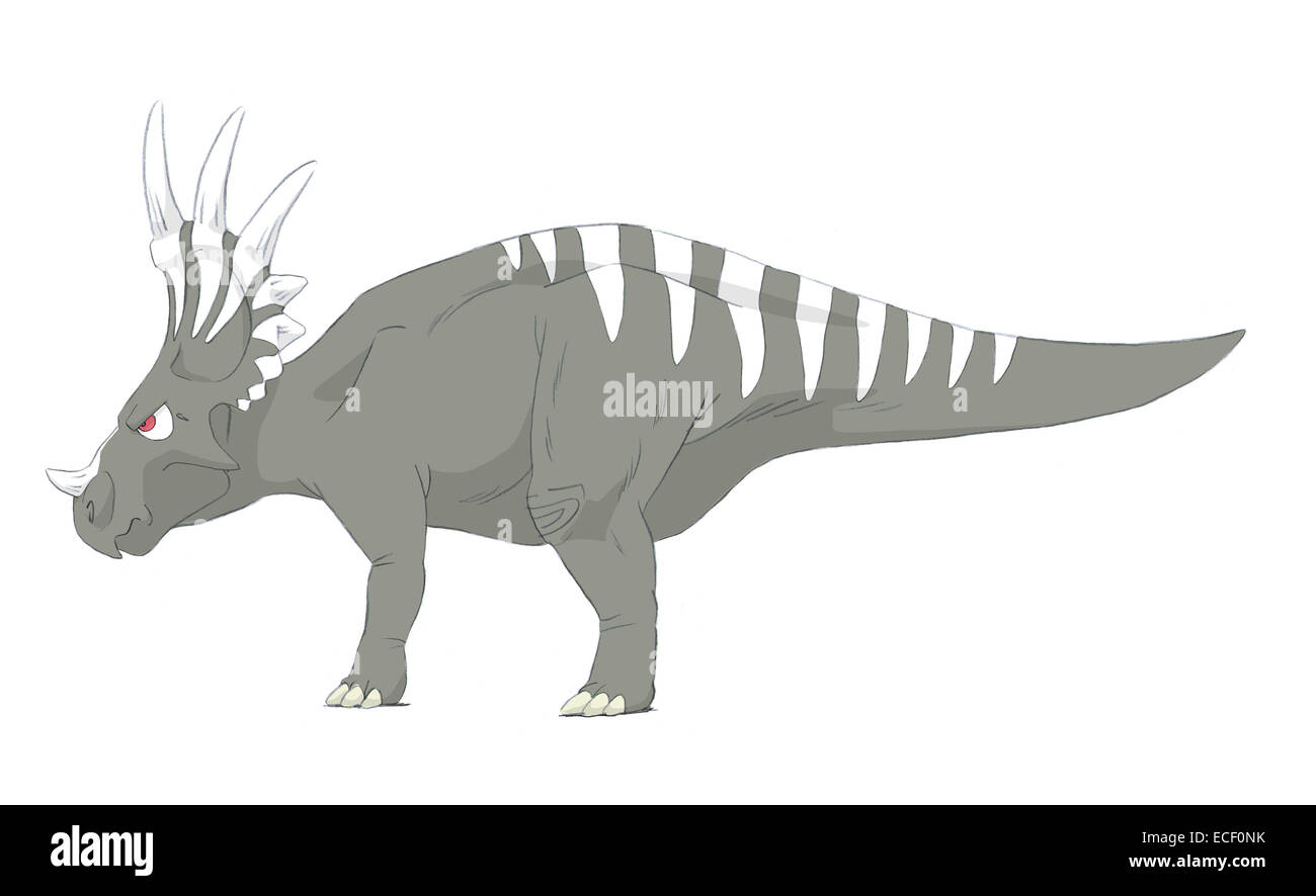 Styracosaurus disegno a matita con i colori digitali. Foto Stock
