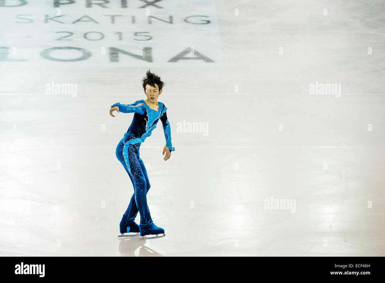 Sota Yamamoto (JPN) esegue in uomini JUNIOR - programma gratuito durante il ISU Grand Prix di Pattinaggio di Figura finale di Barcellona Foto Stock