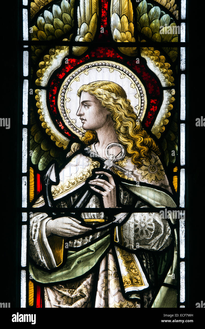 Speranza in vetro colorato, Santa Maria Maddalena la Chiesa, Wardington, Oxfordshire, England, Regno Unito Foto Stock