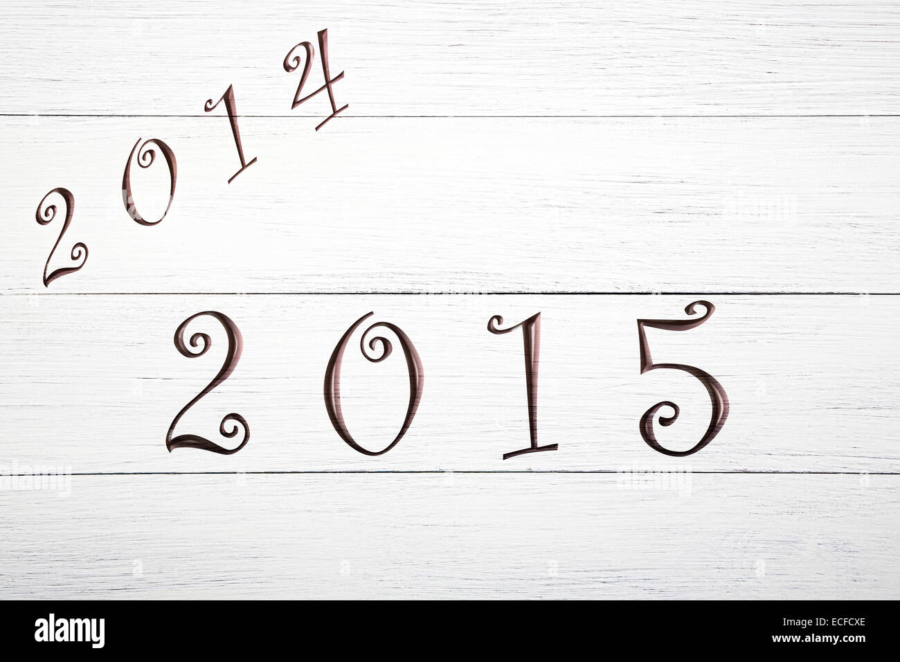 Nuovo anno 2015, su uno sfondo di legno Foto Stock