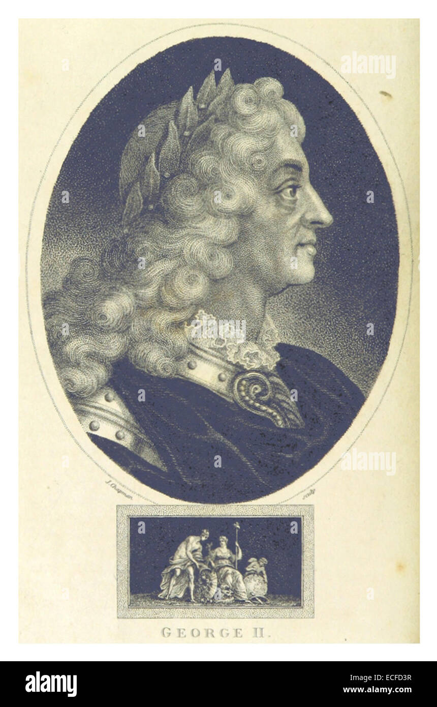 MANTE (1800), pagina 5,106, presenta una raffigurazione di re Giorgio II. Questo riferimento storico si concentra sul regno e il significato di re Giorgio II, evidenziando il suo ruolo nella storia britannica durante il XVIII secolo. L'immagine o il documento offre approfondimenti sulla sua governance e influenza sulla politica europea. Foto Stock