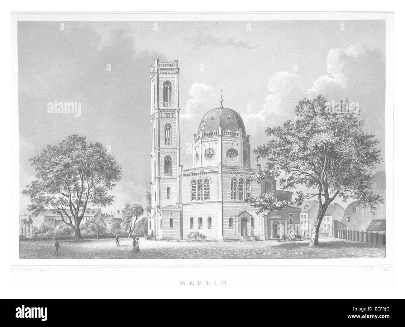 Pagina 737 dal lavoro di Poppel del 1852 su Berlino, che descrive gli aspetti dello sviluppo e del paesaggio della città all'inizio del XIX secolo. Foto Stock