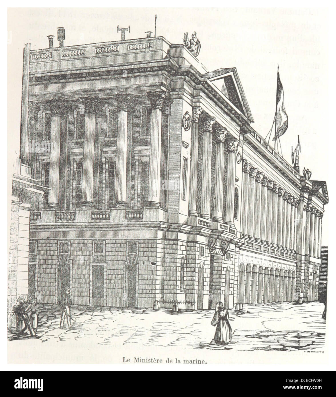 L’illustrazione del Ministero della Marina francese del 1871 di Rouquette fornisce una rappresentazione visiva di questo significativo edificio governativo durante il XIX secolo. Il ministero ha svolto un ruolo chiave nell'amministrazione navale e negli affari militari in Francia. Foto Stock