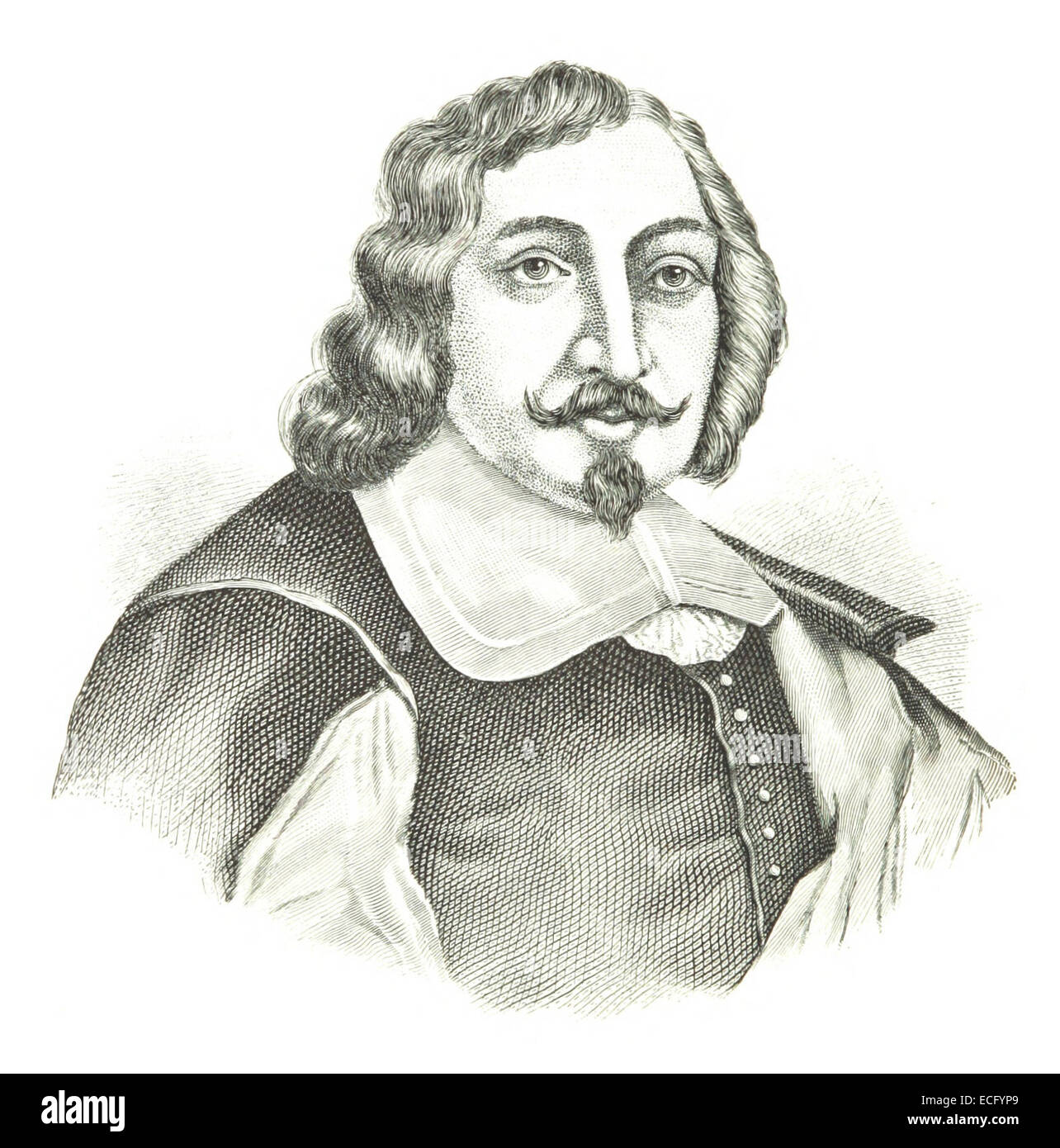 Un'illustrazione del 1882 tratta dal lavoro di Sulte che raffigura Samuel de Champlain, una figura chiave nella storia canadese. L'immagine riflette il significato storico di Champlain e il suo ruolo nell'esplorazione del Canada. Foto Stock