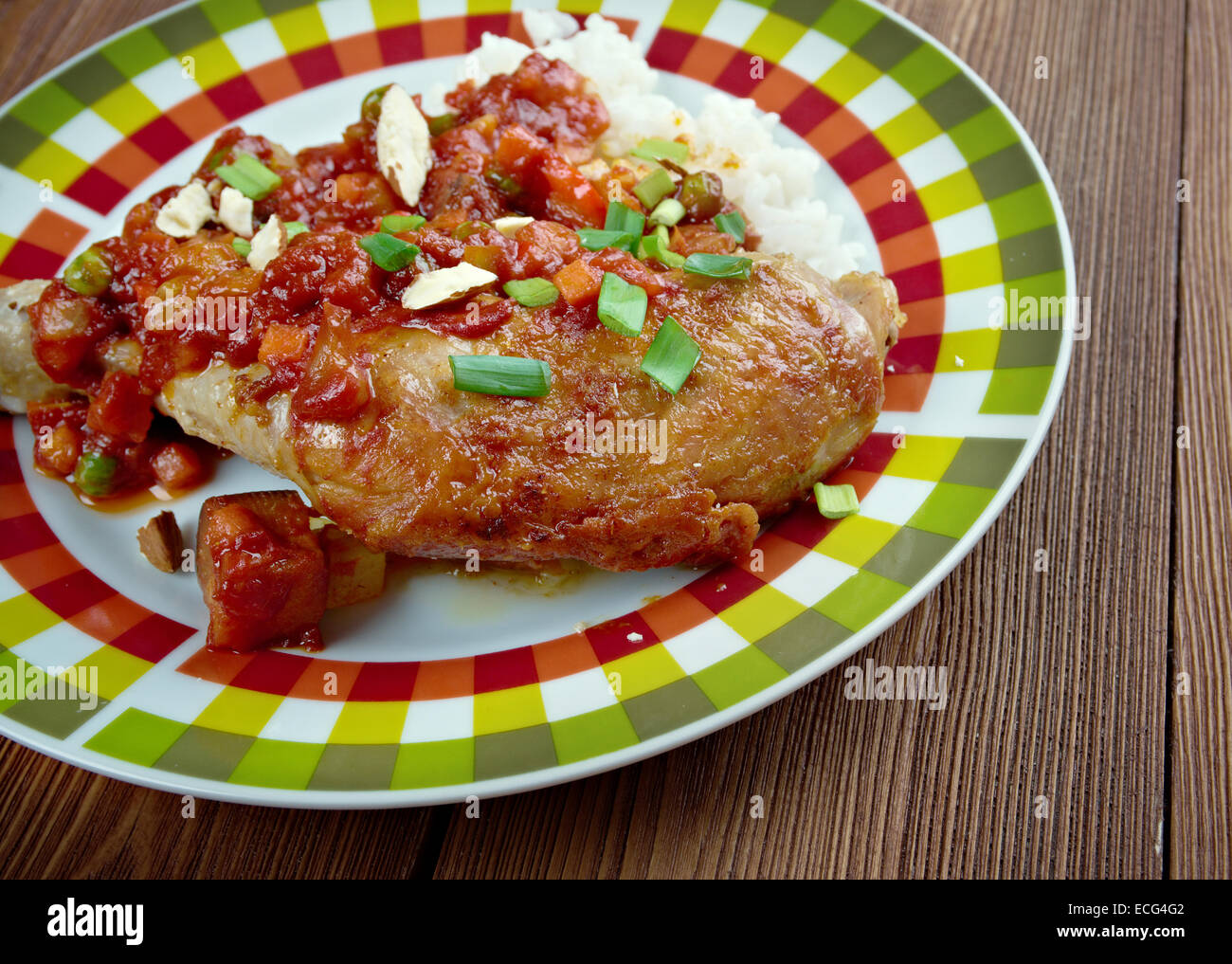 Paese Capitano - salsa speziata di pollo e riso piatto popolare nel sud degli Stati Uniti. Foto Stock