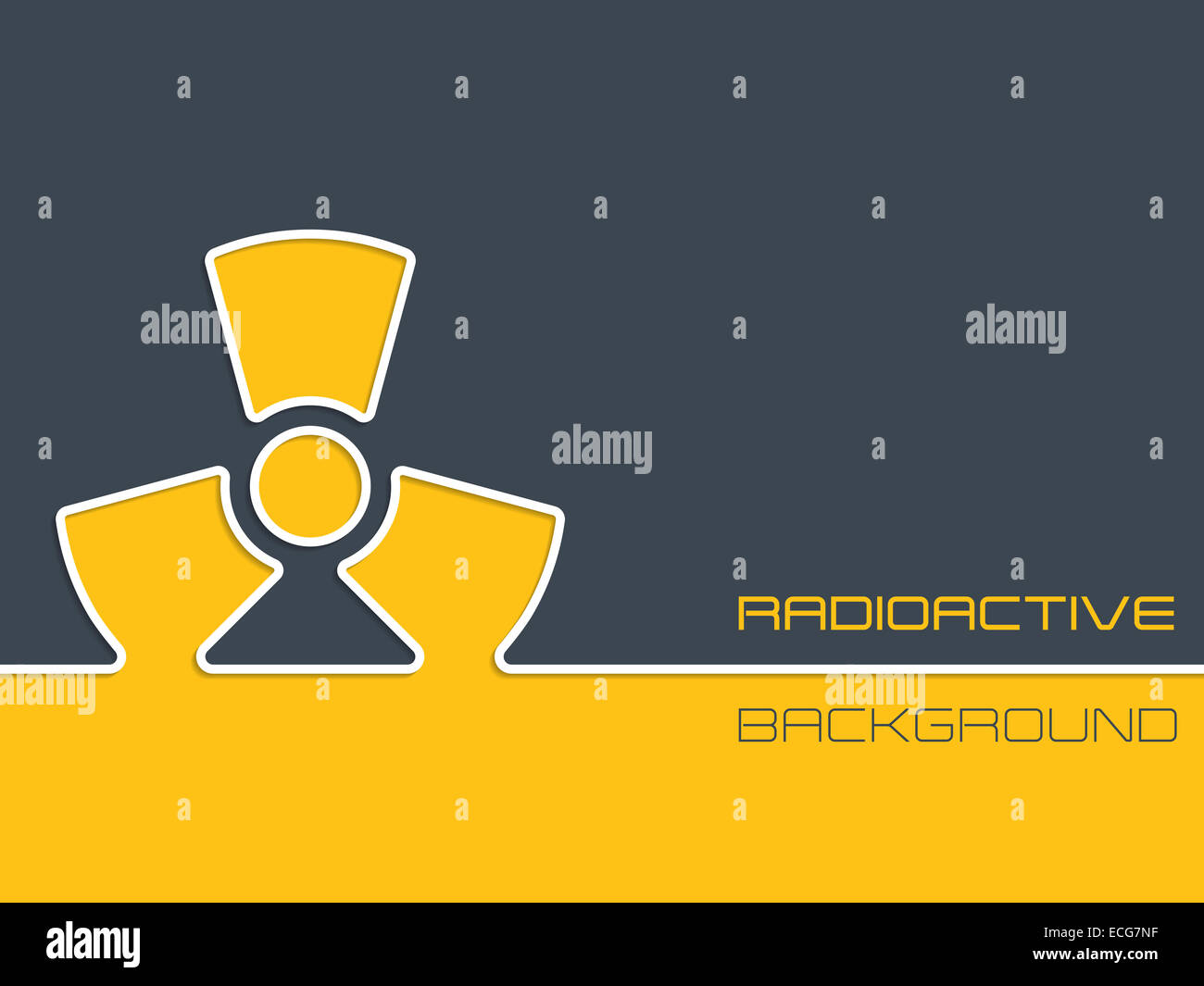 Semplice avvertimento radioattivi design di sfondo con colore arancione e grigio Foto Stock