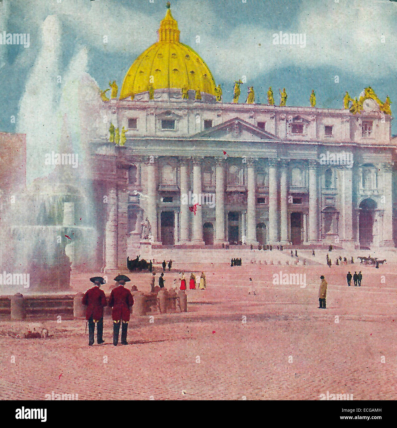 La basilica di San Pietro e Piazza Fontana, Roma, Italia circa 1900 Foto Stock