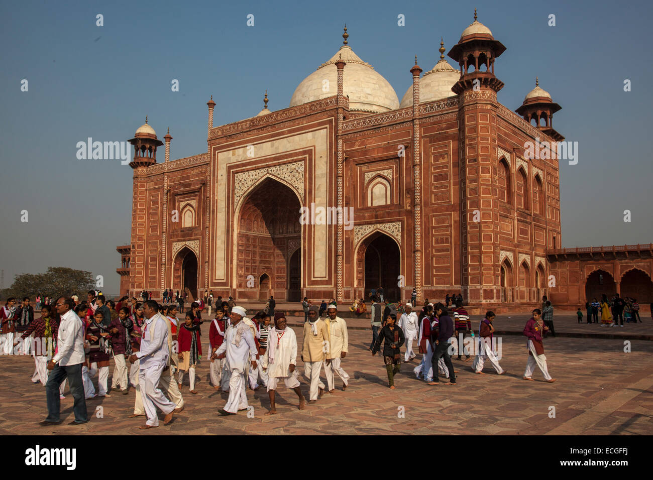 Taj Mahal moschea, Agra, Uttar Pradesh, India Foto Stock