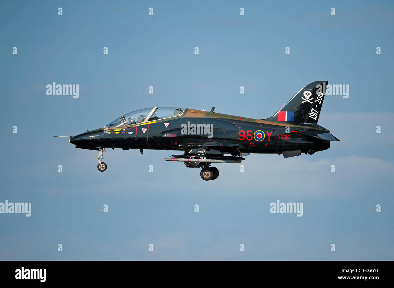 HS Hawk T1A XX318 dal n. 100 Squadrone RAF Leeming sul giunto Warrior esercizio nel nord della Scozia. SCO 9351. Foto Stock