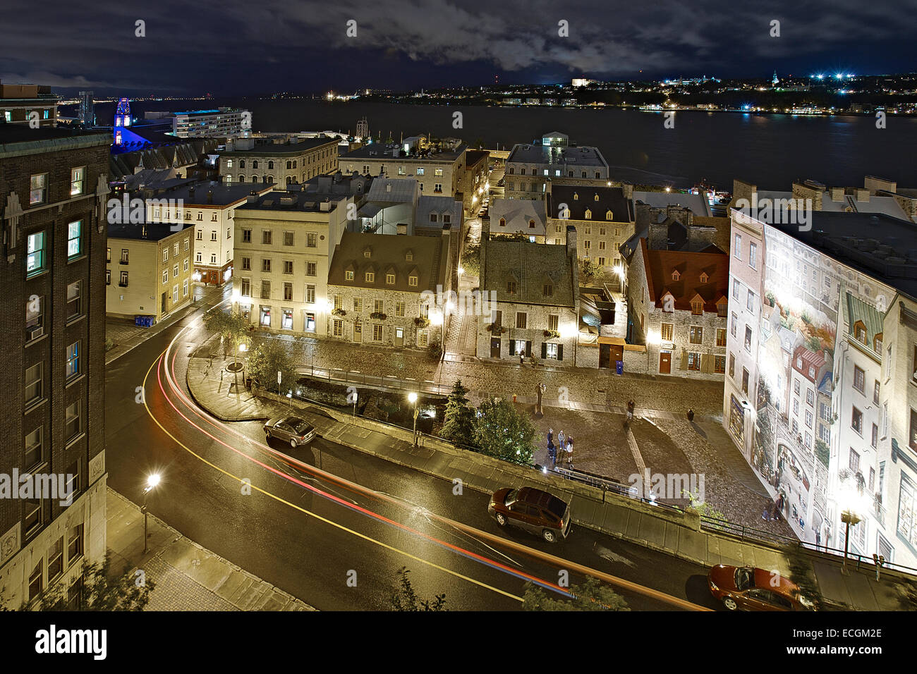 Place Royale in Québec, a notte. Foto Stock