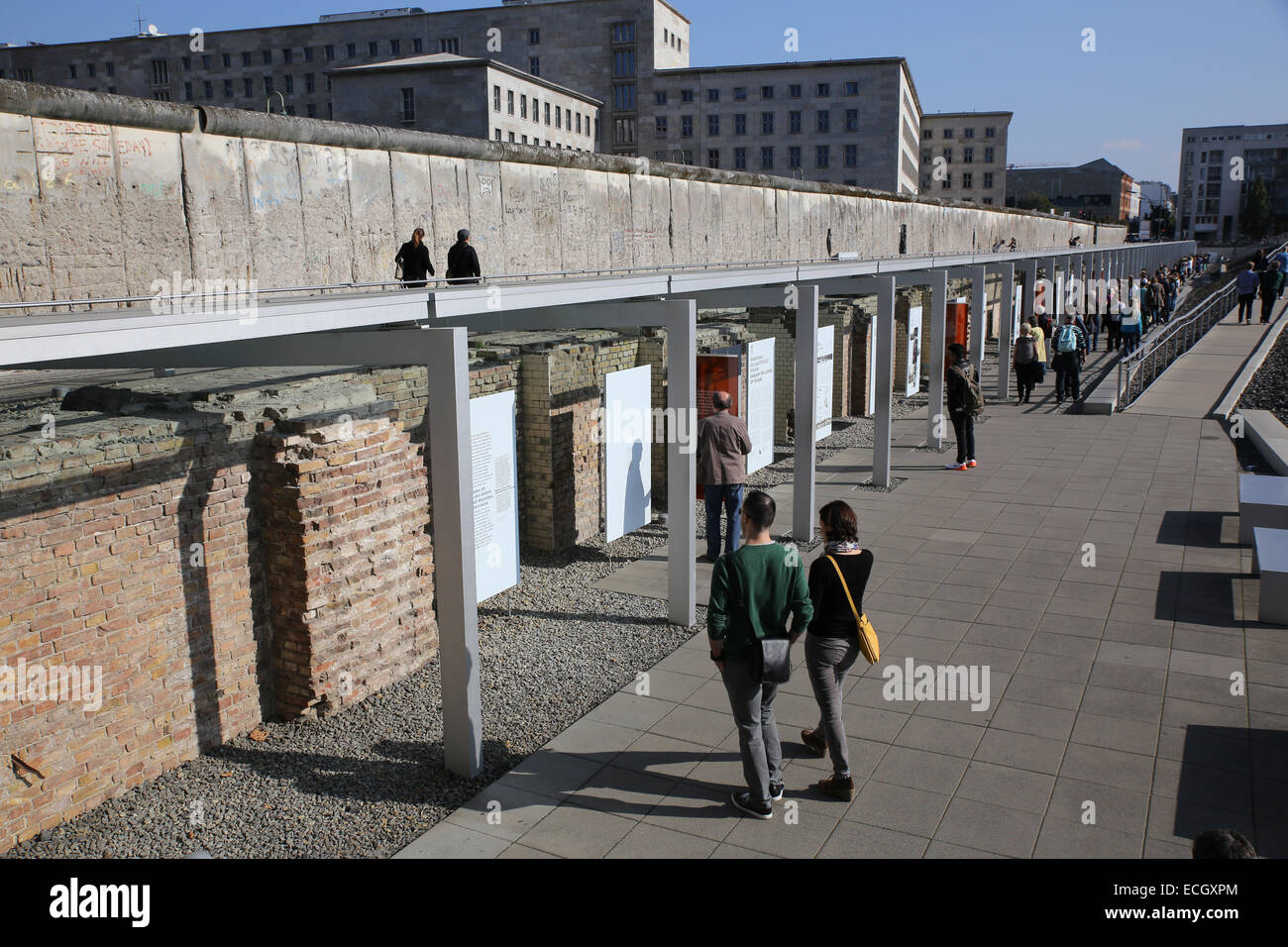 Berlin Topografia del Terrore museo all'aperto ingresso gratuito Germania Foto Stock