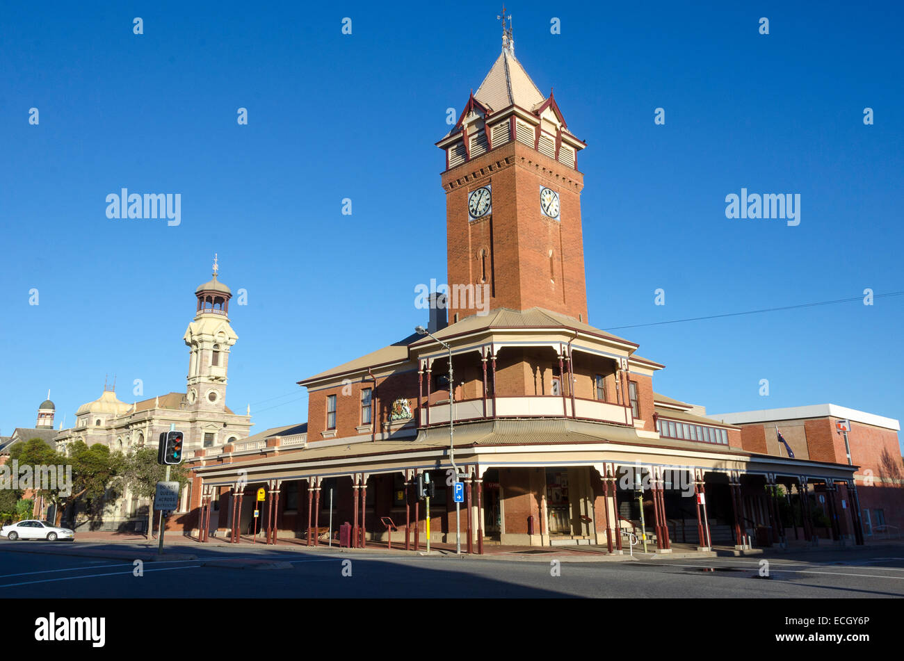 Strada principale e Post Office, Argent Street, Broken Hill, Nuovo Galles del Sud, Australia Foto Stock