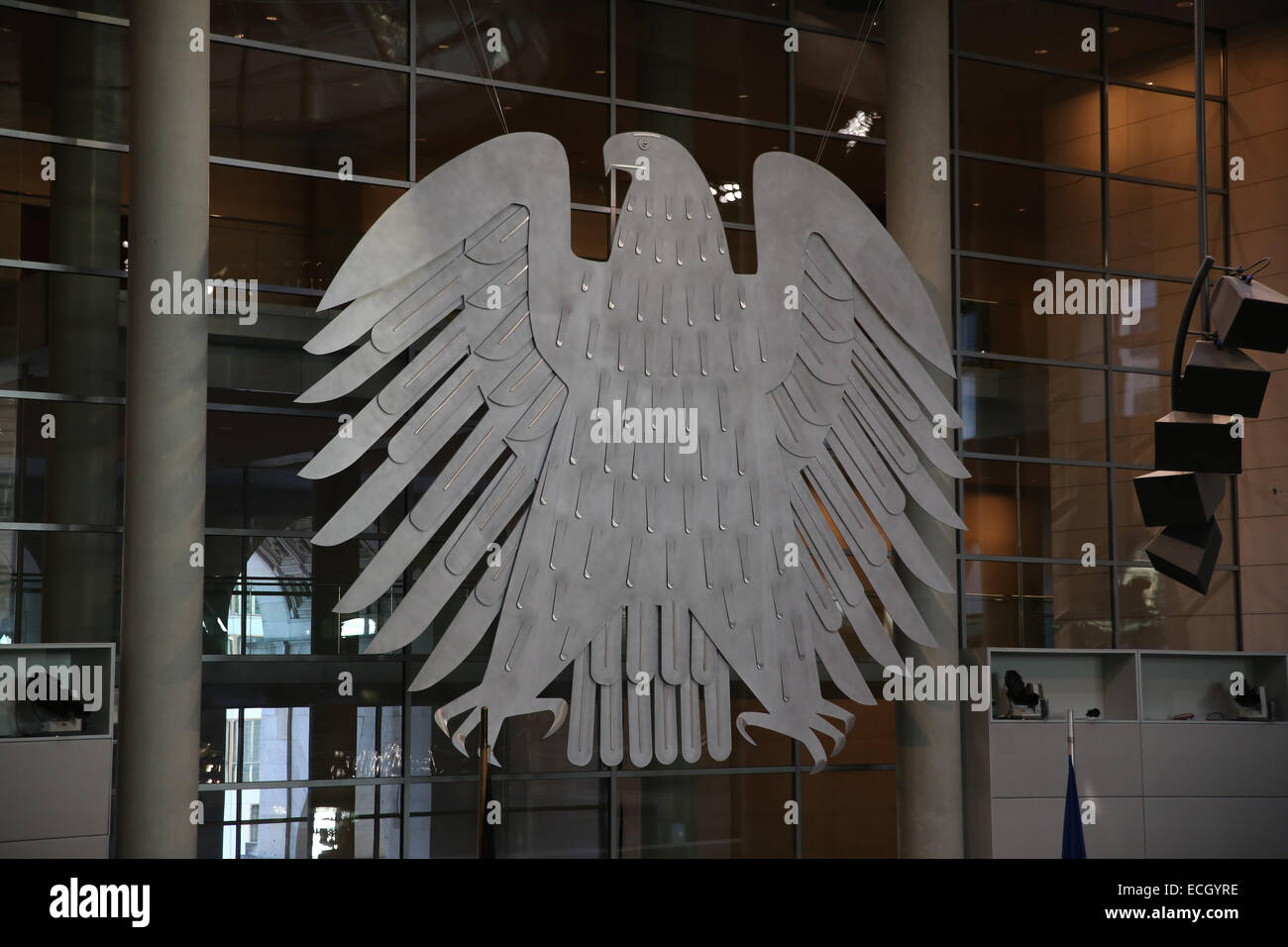 Il palazzo del Reichstag sala riunioni eagle symbol Foto Stock