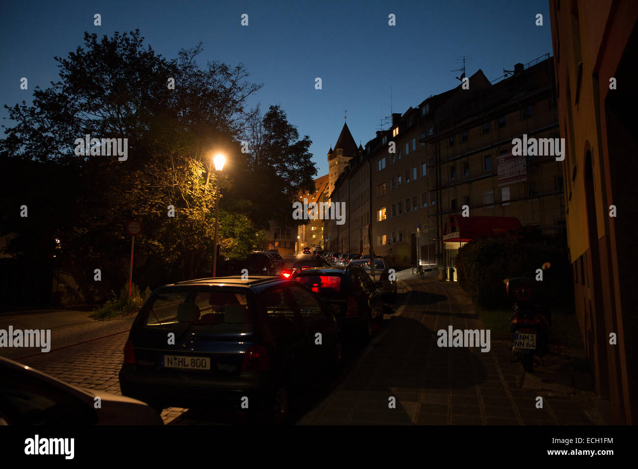 Norimberga street night sera Foto Stock