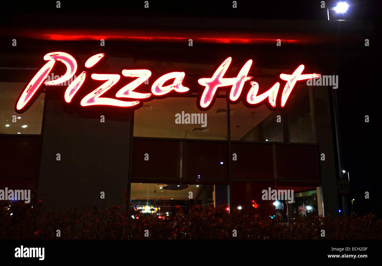 Pizza Hut ristorante di notte Foto Stock