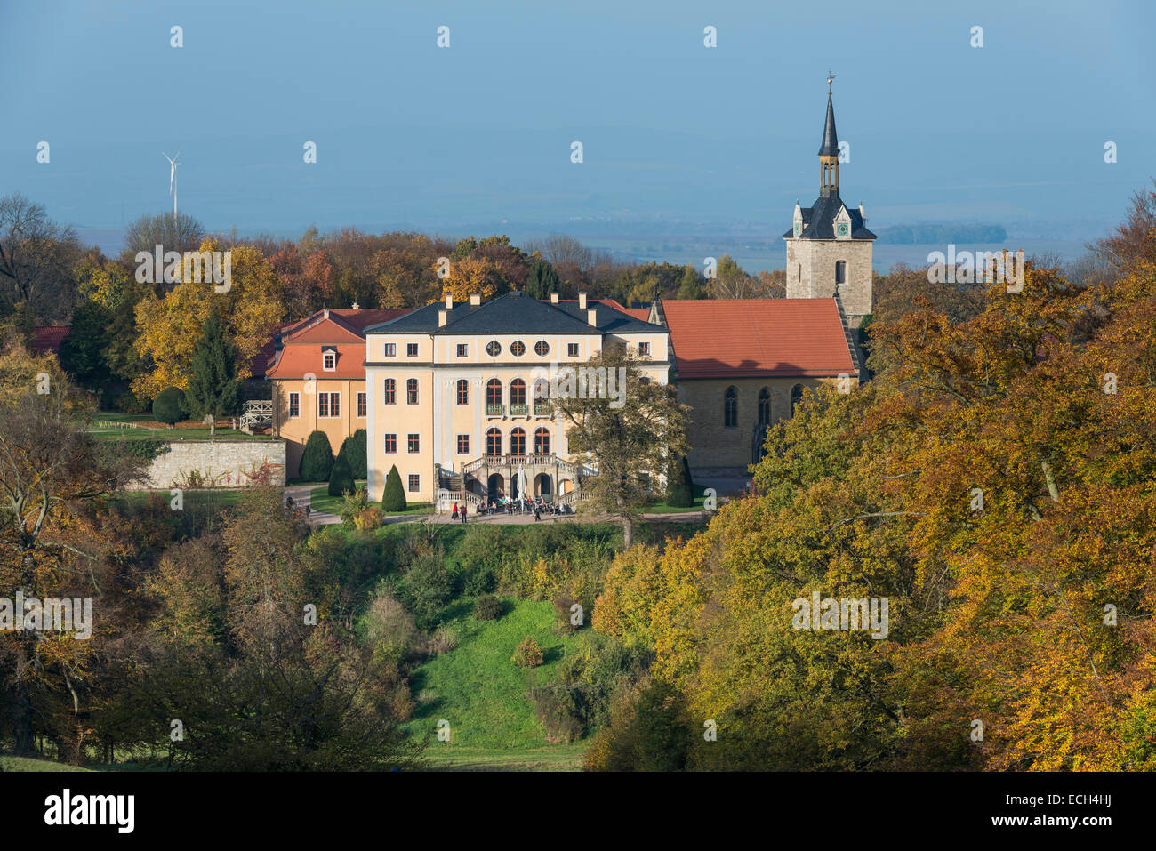 Schloss Ettersburg Castello con un parco paesaggistico, Sito Patrimonio Mondiale dell'UNESCO, Ettersburg, Weimar, Turingia, Germania Foto Stock