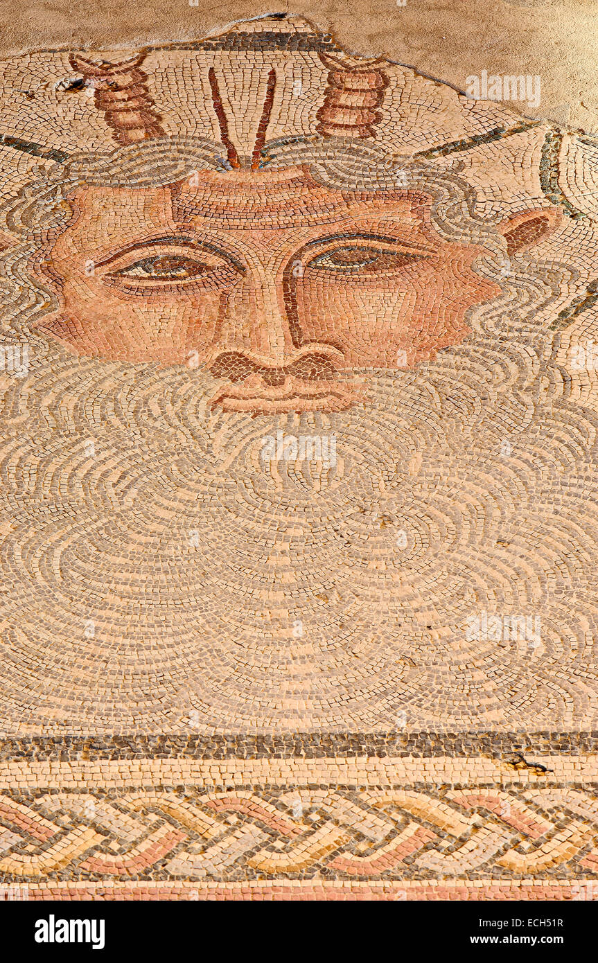 Mosaico a Carranque parco archeologico romano, provincia di Toledo, Castilla la Mancha, in Spagna, Europa Foto Stock