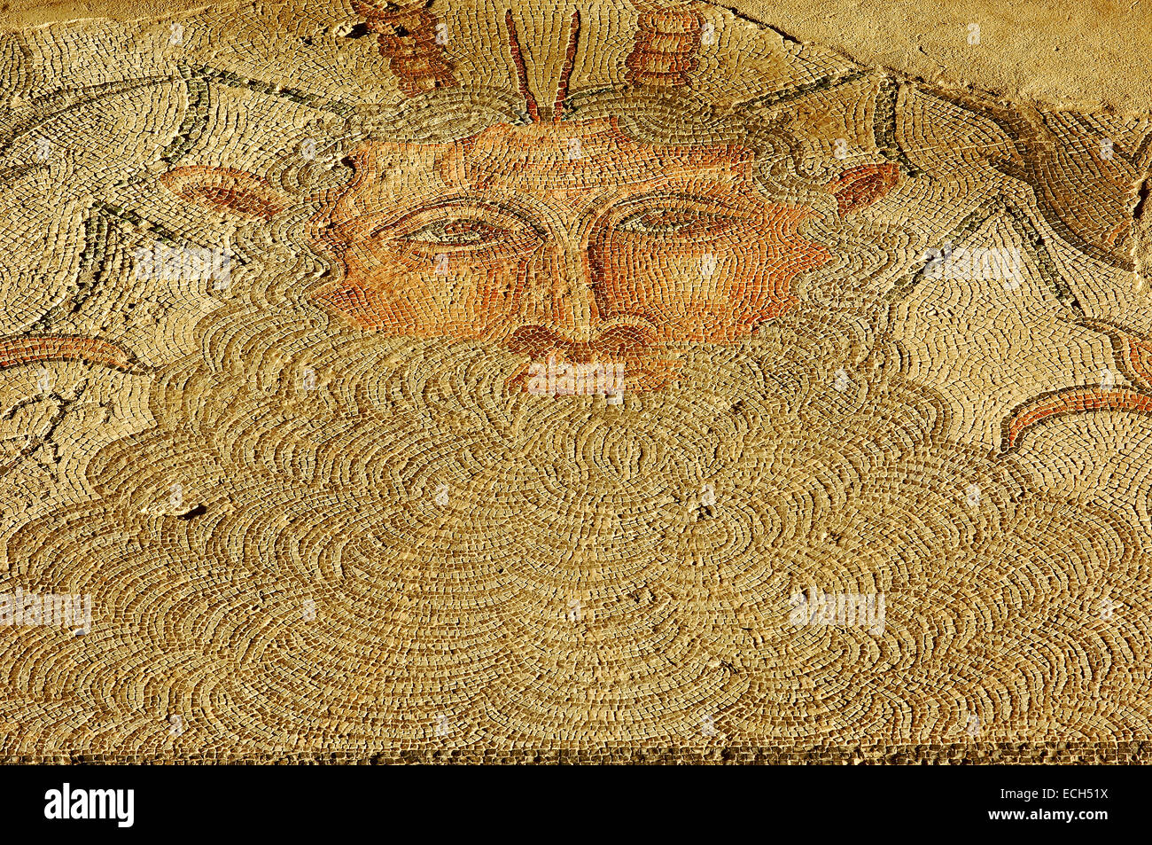 Mosaico a Carranque parco archeologico romano, provincia di Toledo, Castilla la Mancha, in Spagna, Europa Foto Stock