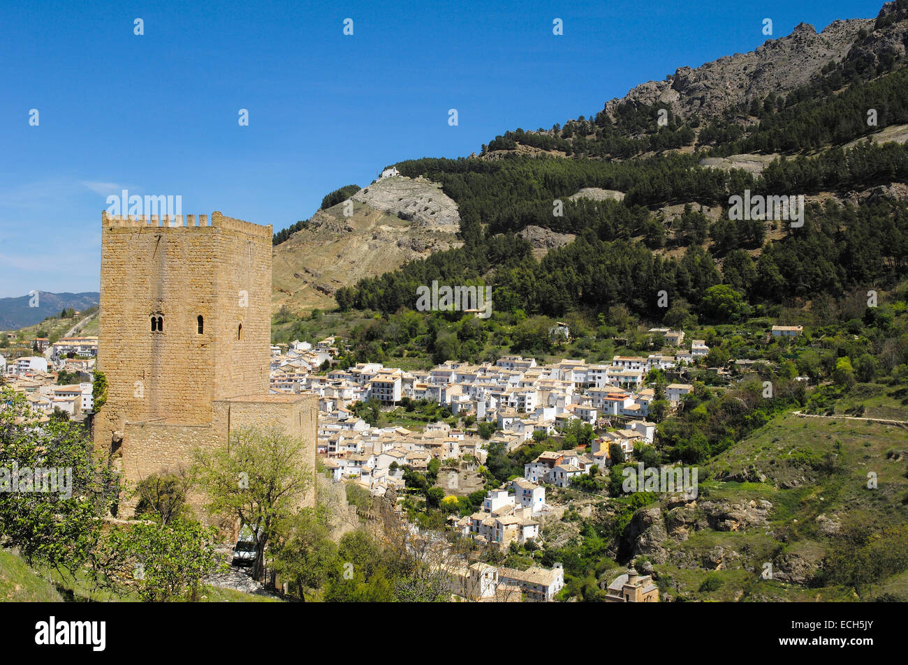 Yedra castello nel villaggio di Cazorla, Sierra de Cazorla Segura y Las Villas parco naturale, provincia di Jaén, Andalusia, Spagna, Europa Foto Stock