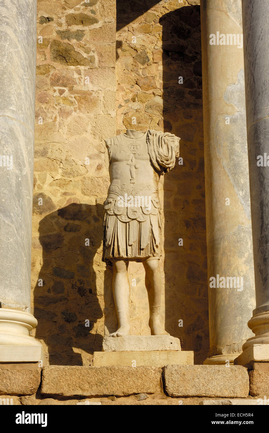 Rovine, teatro nella vecchia città romana Emerita Augusta, Ruta de la Plata, Merida, provincia di Badajoz, Spagna, Europa Foto Stock
