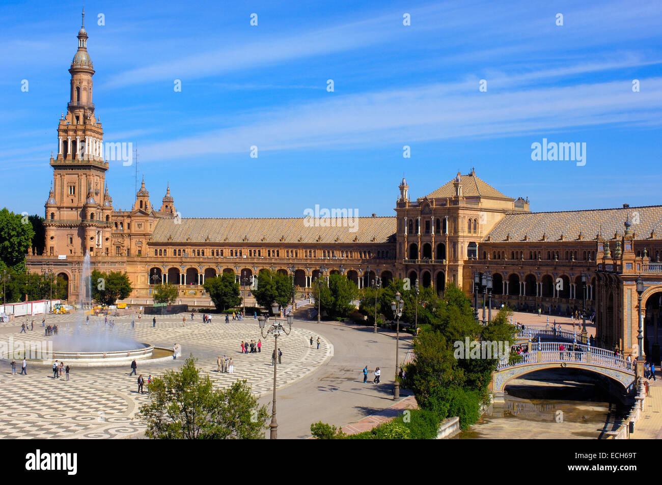 Plaza de España nel Parco di Maria Luisa, Siviglia, Andalusia, Spagna, Europa Foto Stock