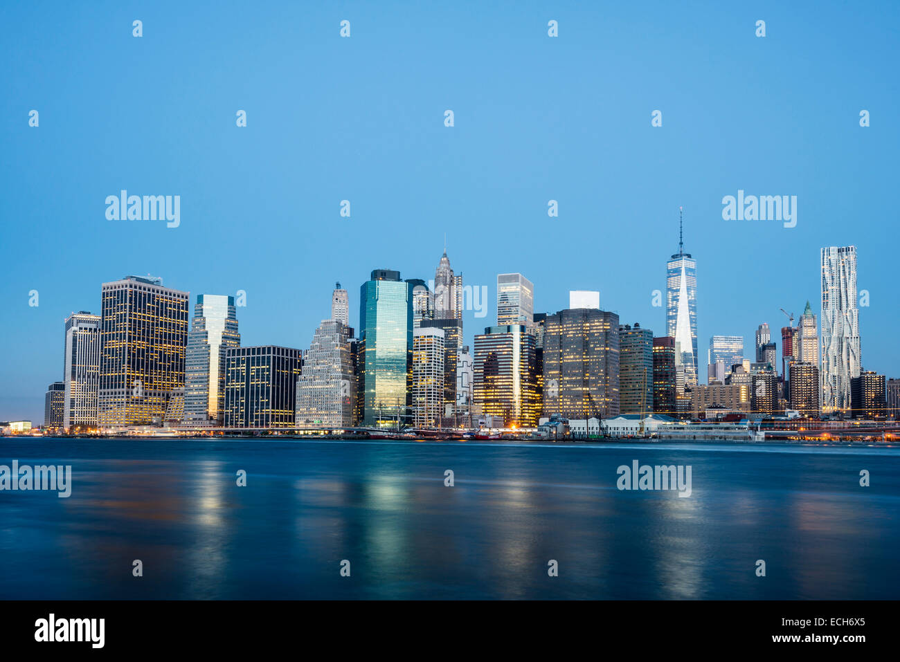 Skyline Downtown Manhattan, New York, Stati Uniti Foto Stock