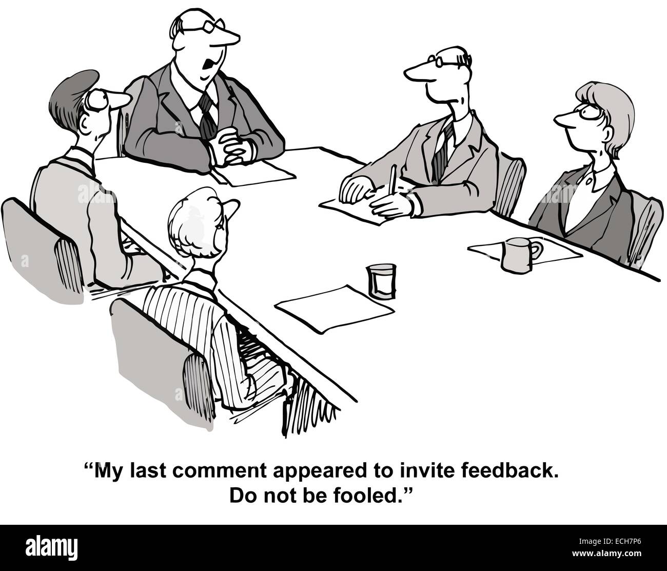'My ultimo commento è apparso per invitare il feedback. Non lasciatevi ingannare.". Illustrazione Vettoriale