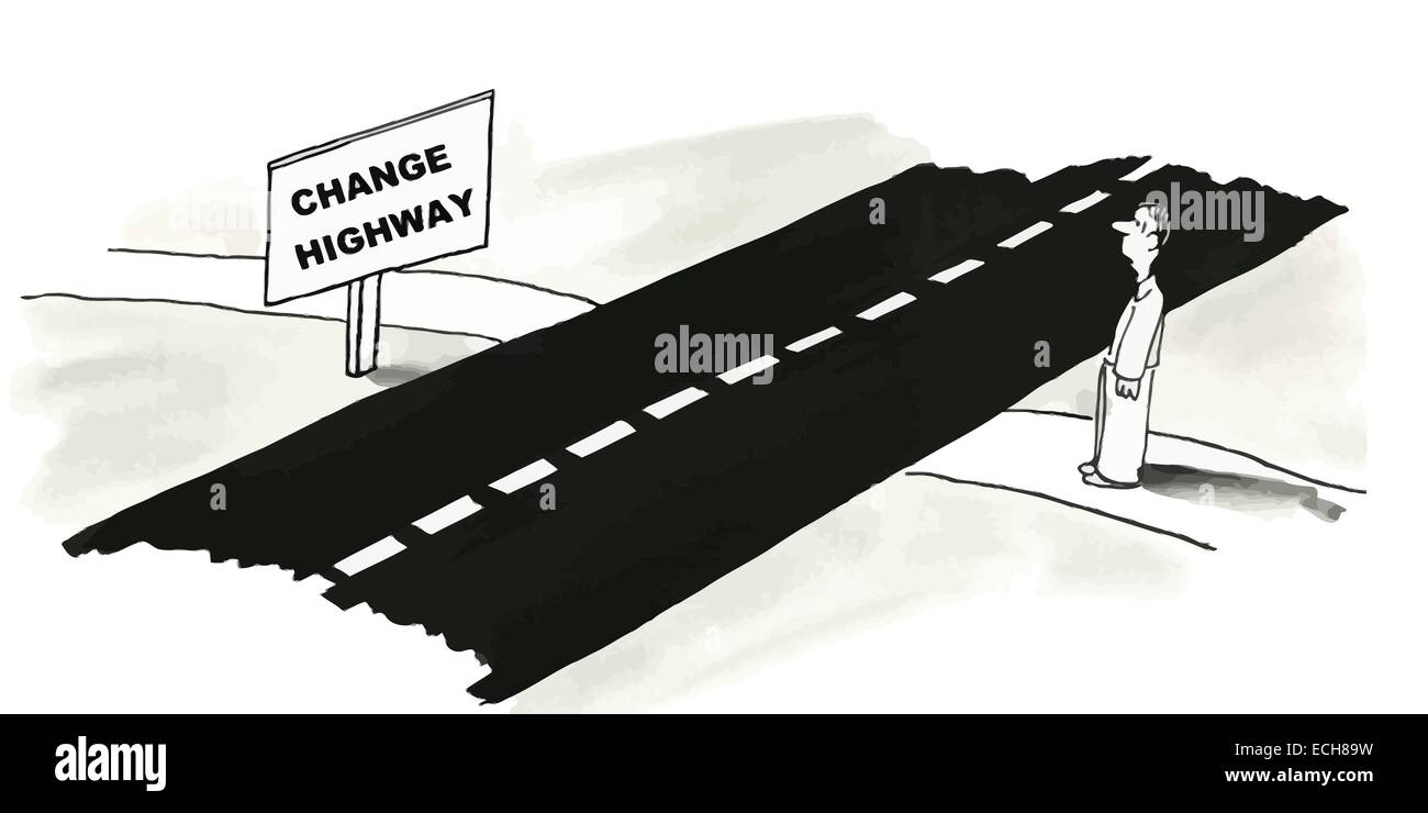 Il cambiamento è inevitabile, come testimonia il cambiamento autostrada Illustrazione Vettoriale