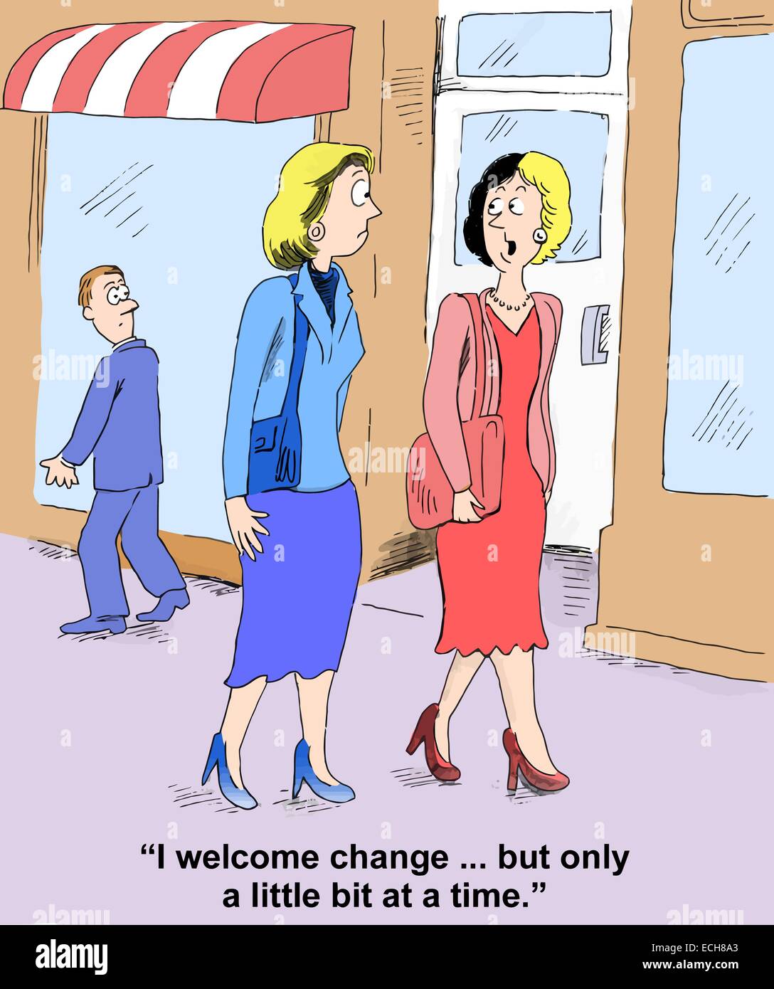 L'imprenditrice è lento ad accettare il cambiamento. Illustrazione Vettoriale