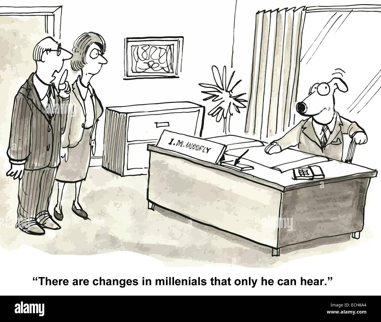 'Non vi sono modifiche in millenials che solo lui può sentire". Illustrazione Vettoriale