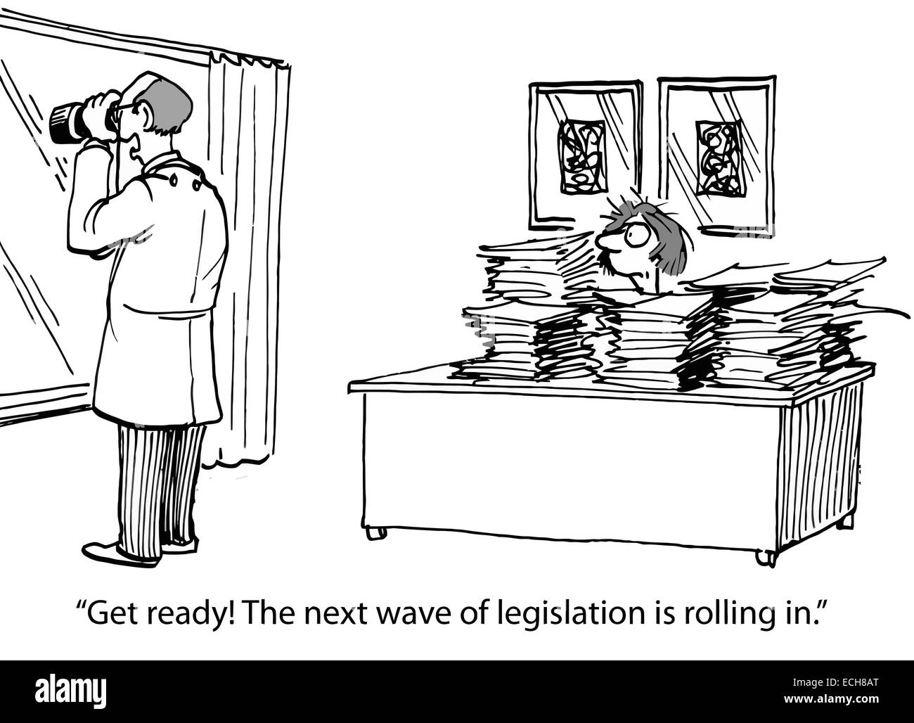 "Preparatevi! La prossima ondata di legislazione è in laminazione.". Illustrazione Vettoriale