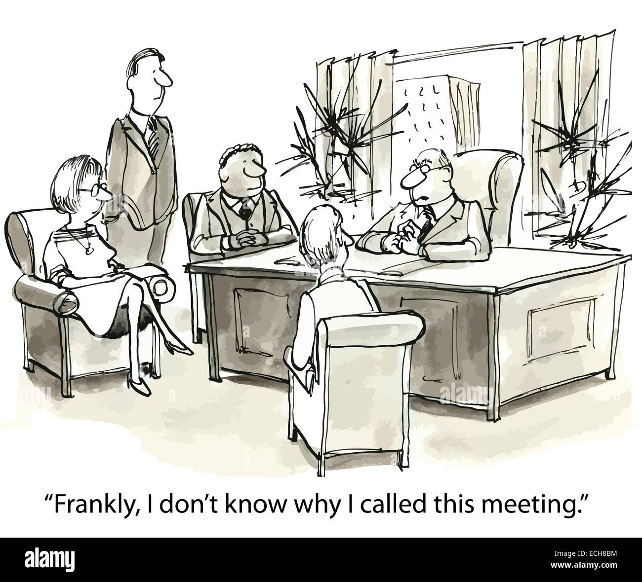 "Francamente, non so il motivo per cui ho chiamato questo incontro". Illustrazione Vettoriale
