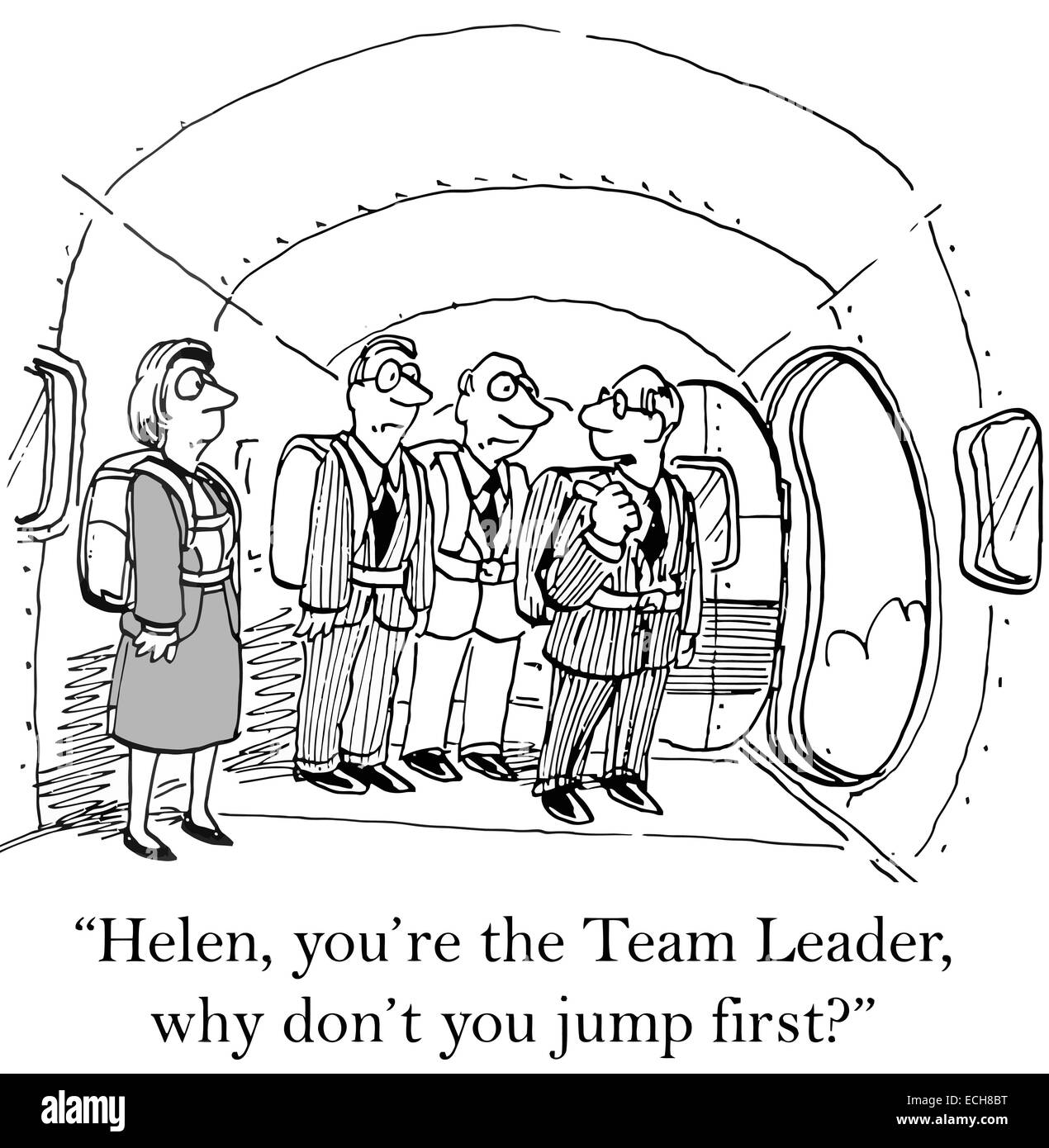 "Helen, sei il leader della squadra, perché non passare prima." Illustrazione Vettoriale