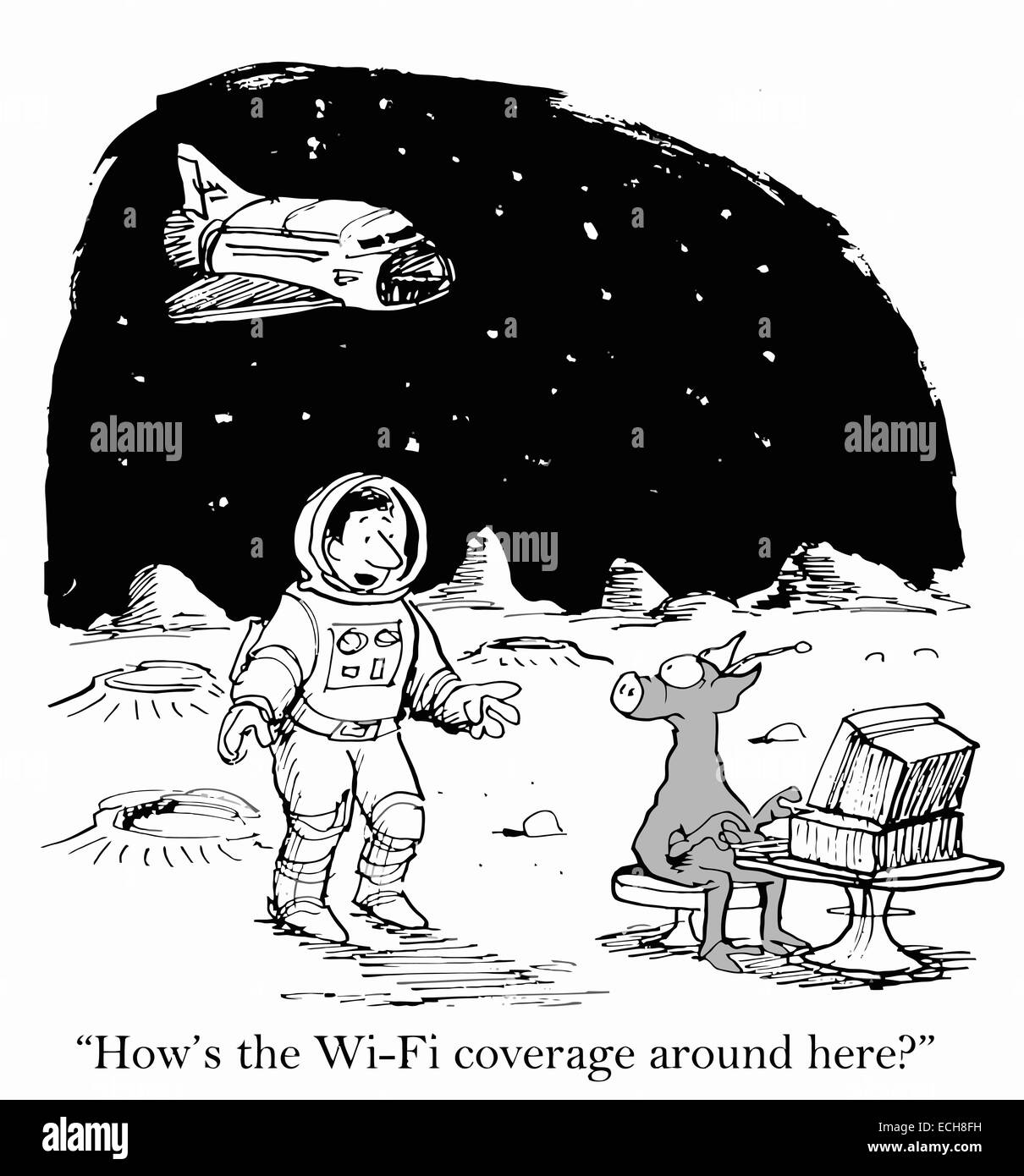 "Come il wi-fi intorno qui?". Illustrazione Vettoriale