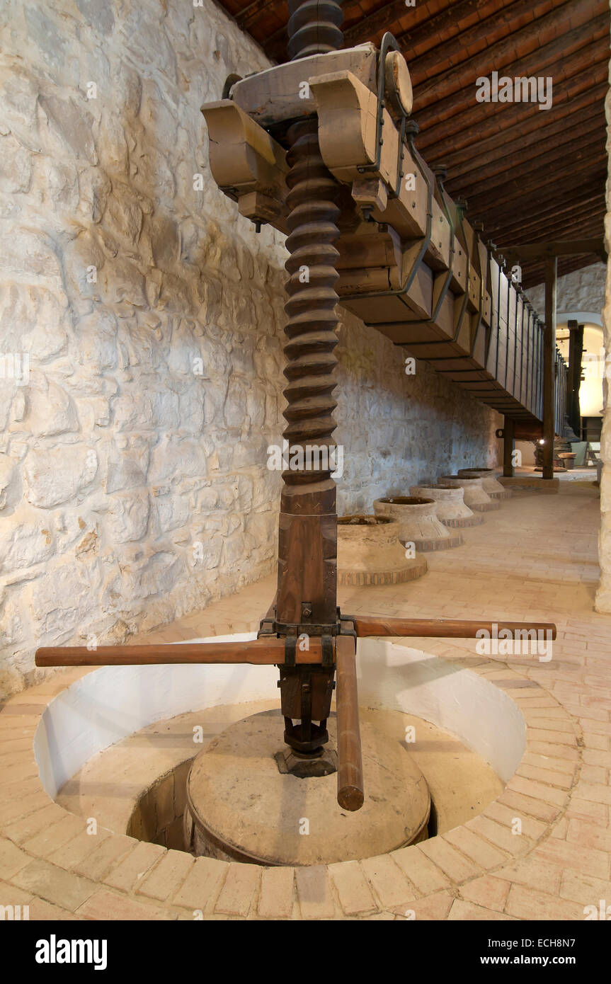 Museo della cultura dell'olio d'oliva, il frantoio, Puente del Obispo-Baeza, Jaen provincia, regione dell'Andalusia, Spagna, Europa Foto Stock