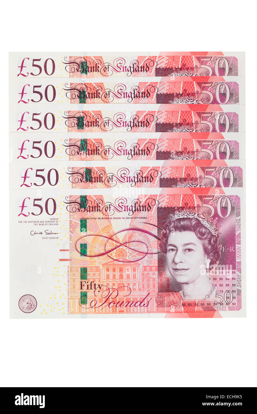 British cinquanta pound note Foto Stock